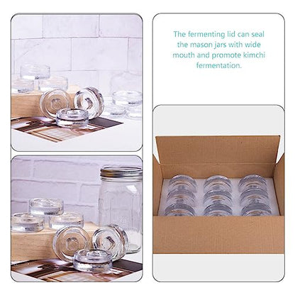 DOITOOL Fermenting Weights for Mason Jars - Glass Canning Weights with Easy Grip Handle Heavy Duty Wide Mouth Jar Lids for Pickling and Fermentation 2.75X2.75X0.98 Inch