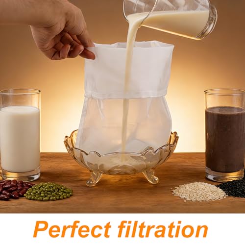8 Pcs Fine Mesh Strainer Bags, 14x9.65in Quality Reusable Nylon Nut Milk Bag High-Density 200 Micron Filter with Drawstring Food-Safe Cheesecloth for Straining Cheese Juicing Tea Coffee Yogurt Tofu