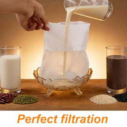 8 Pcs Fine Mesh Strainer Bags, 14x9.65in Quality Reusable Nylon Nut Milk Bag High-Density 200 Micron Filter with Drawstring Food-Safe Cheesecloth for Straining Cheese Juicing Tea Coffee Yogurt Tofu