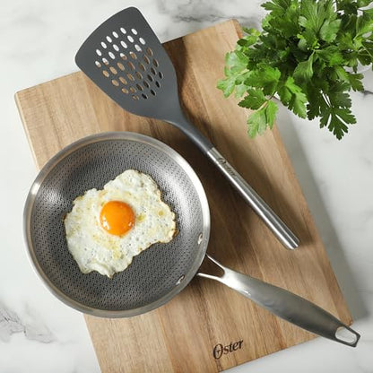 Oster Chadswyck 13” Slotted Turner Spatula, Heat Resistant Silicone Head, Stainless Steel Handle, Safe for Nonstick Cookware, Dishwasher Safe - color: Chadswyck (13" Slotted Turner)