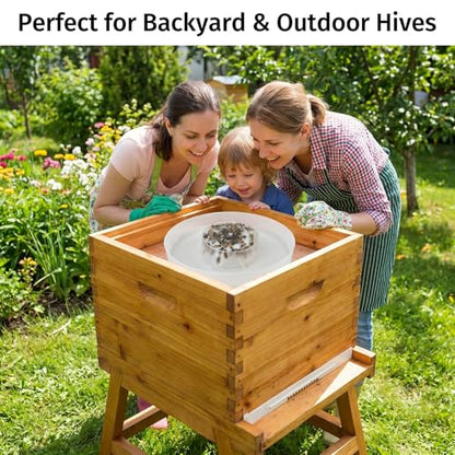 Aukbeefun 2 Pcs Rapid Round Bee Feeder White Bee Hive Top Feeder Professional Beekeeping Equipment