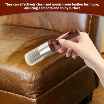 2 Pcs Salve Brush for Furniture,Leather & Wood Furniture Salve Brush Wa-x Brushing Tool with Comfortable Handle & Soft Bristles for Furniture Car Seats Jackets Shoes Cleaning Maintenance