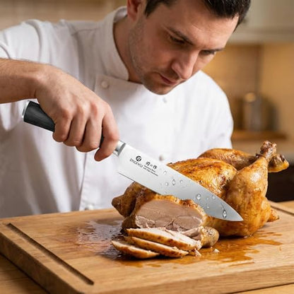 imarku Chef Knife - Pro Kitchen Knife 8 Inch Chef's Knives Japanese SUS440A Stainless Steel Sharp Paring Knife with Ergonomic Handle, Black Handle, Birthday and Thanksgiving Gifts - color: Deep Black