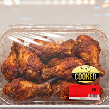 600 PCS Fully Cooked Stickers Roll 1.25x2 Inch Grocery Store Food Gold Labels Waterproof Self Adhesive Removable Label for Business Supermarket
