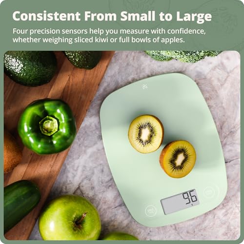 Greater Goods Food Scale – Digital Kitchen Scale, 1g Precision, Easy-Tare & Quick Conversion, Slim Compact Design, Durable & Portable | Ideal for Cooking, Baking & Meal Prep (Sage Green) - color: Sage Green