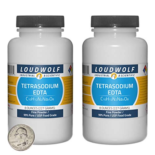 Tetrasodium EDTA / 1 Pound / 2 Bottles / 99% Pure USP Food Grade/Fine Powder - size: 1 Pound in 2 Bottles
