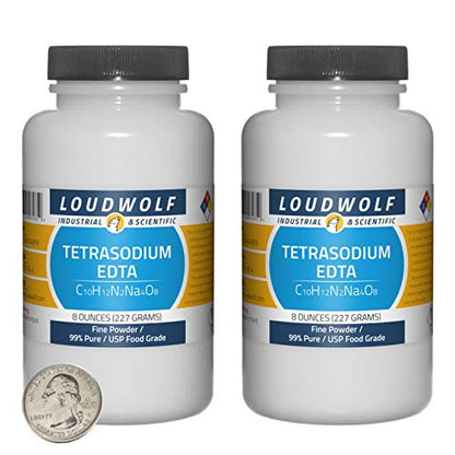 Tetrasodium EDTA / 1 Pound / 2 Bottles / 99% Pure USP Food Grade/Fine Powder - size: 1 Pound in 2 Bottles