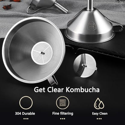 1.5 Gallon Glass Brew Jar Kit for Kombucha & Jun - With Stainless Steel Spigot, pH Test Strips, Temperature Strip, Cloth Cover, Funnel with Filters | Perfect for Continuous Brewing - style: Kombucha Brew Kit with 1.5gallon Jar