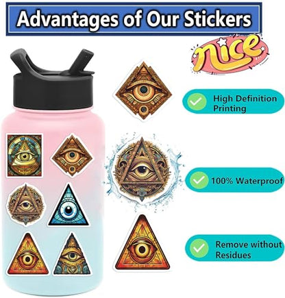 Yoksas 50Pcs Eye of Providence Stickers - Waterproof Vinyl Mysterious All Seeing Eye Aldults Stickers for Laptops,Water Bottles,Scrapbooking,Journals,Bumper - color: All Seeing Eye