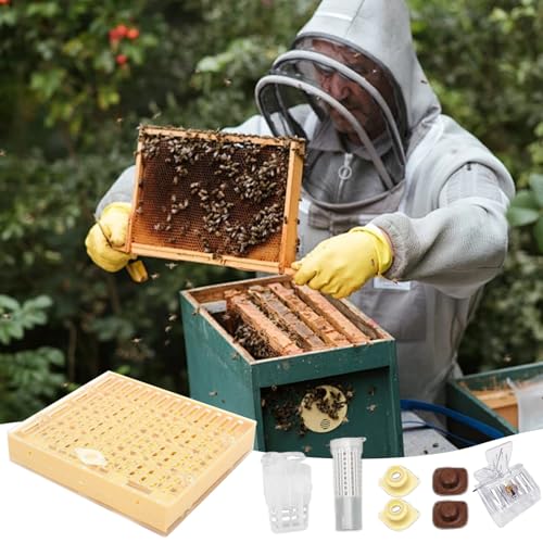 Queen Rearing Kit Complete Beekeeping Starter Kit Including Queen Rearing Box, Cell Cups, Beekeeping Moving Grafting Tools Queen Excluder, Perfect Beekeeping Kit for Beekeeper Gift Queen Rearing Kit