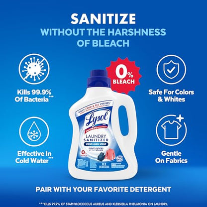 Lysol Laundry Sanitizer Additive, Bacteria-Causing Laundry Odor Eliminator, Detergent Additive, Crisp Linen, 90oz - size: 90 Fl Oz (Pack of 1)