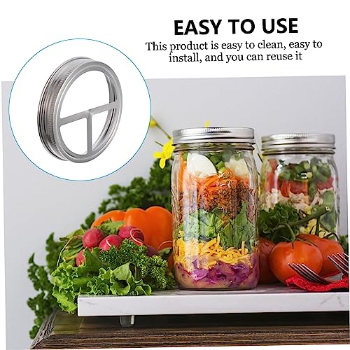 4pcs Jar Lid Replacement Bands Wide Mouth Stainless Steel Toothbrush Cup Lids