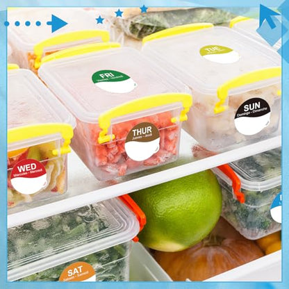 Sayglossy 7000 Pcs Day of Week Label Food Label Monday Through Sunday Management Inventory Sticker Removable Weekly Self Adhesive Date Dot Sticker for Restaurant Kitchen Container (Wave) - style: Wave