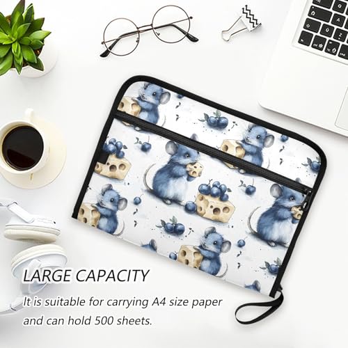 13 Pockets Expanding File Folder Cartoon Mouse Cheese Berry Accordion File Organizer A4 Letter Size Paper Document Storage Zipper Expandable Folders with Labels