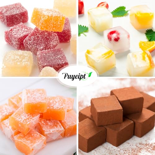Puyeipt 2 Pack Square Silicone Candy Molds, 40-Cavity Jello Molds, Mini Cube Molds for Caramel, Truffles, Ganache, Gummy, Chocolate, Ice Cube - style: 80 Cavities