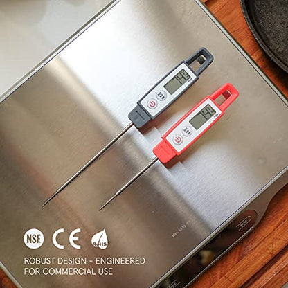 Lavatools PT09 Super-Quick Commercial Grade Digital Thermometer for Cooking, Meat, Candy, Candle, Liquid, Oil, 4.5" Compact Probe, Splash Proof, °C/°F Toggle, Hold Function - Sambal - color: Sambal, size: Regular