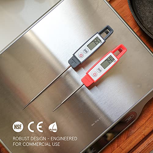 Lavatools PT09C Super-Quick Commercial Grade Digital Thermometer for Cooking, Meat, Candy, Candle, Liquid, Oil, 3" Compact Probe, Splash Proof, °C/°F Toggle, Hold Function - Sambal - color: Sambal, size: Compact