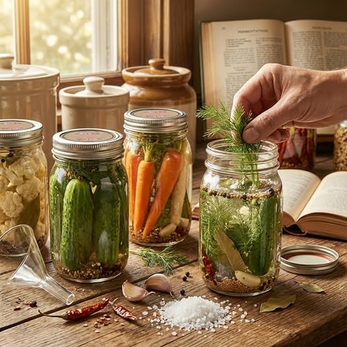 32 oz Wide Mouth Mason Jars with Airtight Lids and Bands, 6 Pack Quart Glass Canning Jars for Pickling, Meal Prep, Overnight Oats, Storage & DIY Crafts