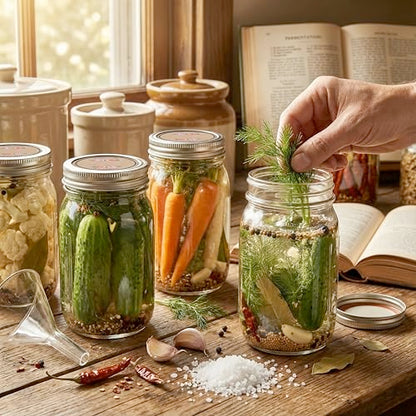 32 oz Wide Mouth Mason Jars with Airtight Lids and Bands, 6 Pack Quart Glass Canning Jars for Pickling, Meal Prep, Overnight Oats, Storage & DIY Crafts