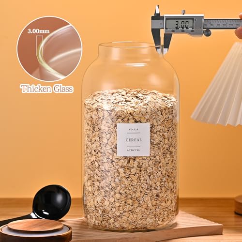 2 PCS Large Glass Jar With Lid，Glass Food Storage Jars for Flour,Sugar,Coffee,Rice, Walnut，Nutsand More(1 gallon/4000 ml) - size: 1Gallon*2