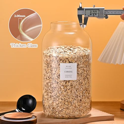 2 PCS Large Glass Jar With Lid，Glass Food Storage Jars for Flour,Sugar,Coffee,Rice, Walnut，Nutsand More(1 gallon/4000 ml) - size: 1Gallon*2