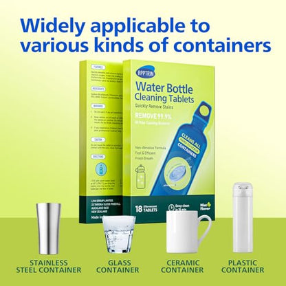 Water Bottle Cleaning Tablets, 18 Pack Bottles Clean Tablet Hydration Bladder Cleansing Tablets for Hydration Bladder, Water Bottle, Individually Packed, Mint Flavor - size: 1 Count (Pack of 18)