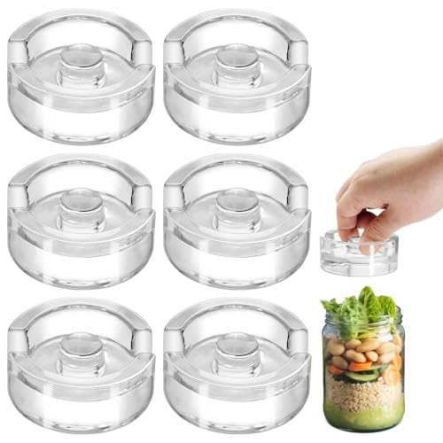 6Pcs Fermentation Glass Weights with Easy Grip Handles, Clear Canning Weights and Pickling Glass Weight for Wide Mouth Mason Jars, Fermenting Kit, Kimchi, Sauerkraut (6)