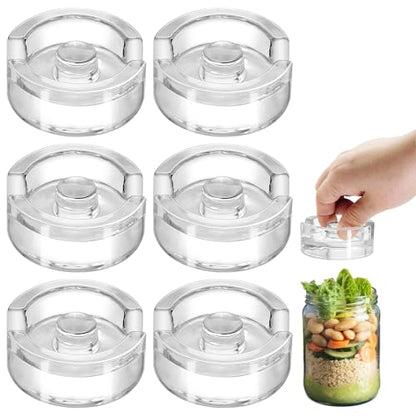 6Pcs Fermentation Glass Weights with Easy Grip Handles, Clear Canning Weights and Pickling Glass Weight for Wide Mouth Mason Jars, Fermenting Kit, Kimchi, Sauerkraut (6)