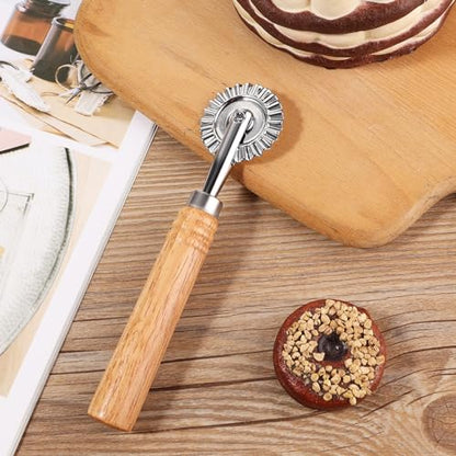 Bewudy Pastry Cutter Wheel, Professional Pasta Maker Cutter Wheel with Roller, Zinc Alloy Dumpling Lace Dough Noodle Ravioli Pizza Making Cutter for Kitchen