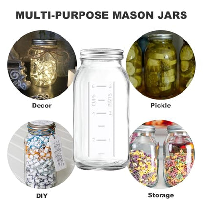 FyndraX 64 OZ Wide Mouth Mason Jars with Lids, Clear Heavy Duty Glass Airtight Storage Canning Jar and Band Half Gallon / 2 Quart Fermenting, Pickling, Storing, Pack of 3 - color: 3 Pack