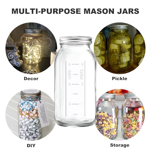 FyndraX 64 OZ Wide Mouth Mason Jar with Lid, Clear Heavy Duty Glass Airtight Storage Canning Jar and Band Half Gallon / 2 Quart Fermenting, Pickling, Storing, Pack of 1 - color: 1 Pack