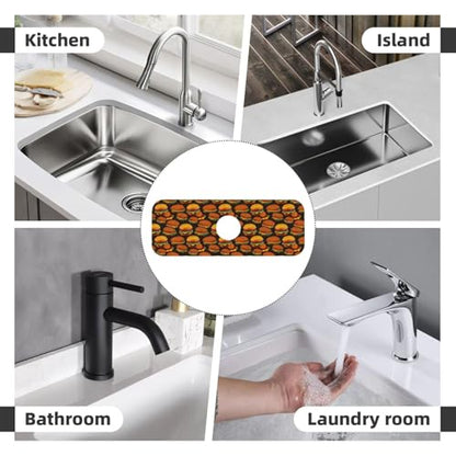 Hamburger Faucet Mat For Kitchen Sink, Absorbent Countertop Protector, Quick Dry Sink Splash Guard Pad, Waterproof Draining Mat 15" X 5.5" - color: Style 10