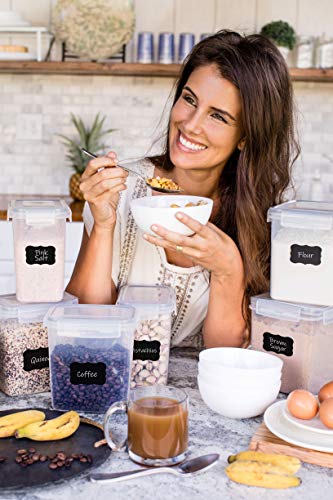 Simply Gourmet Airtight Food Storage Containers with Lids – 6 Piece Assorted Size Kitchen Pantry Organization Set, BPA-Free Clear Plastic, Stackable Containers for Cereal, Flour, Sugar, Rice, Snacks