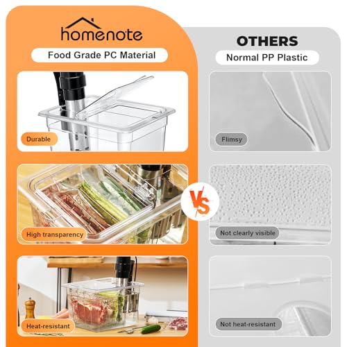 HOMENOTE Sous Vide Container 12 Quart with Universal Collapsible Hinged Lid,Complete Sous Vide Accessories Kit BPA Free,Compatible with Anova and Most Sous Vide Cookers（With Rack and Sleeve） - color: Container - with sous vide rack and sleeve