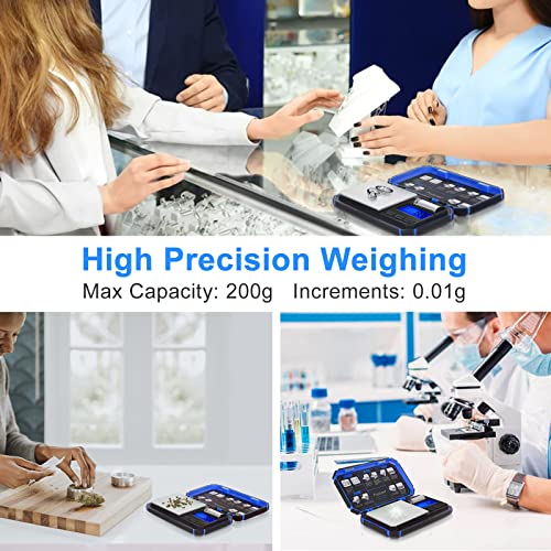 Fuzion Digital Pocket Scale, TU-X 200g/0.01g Gram Scale with 6 Units for Personal Hobbies, Small Scale for Food Ounces and Grams, Measuring Jewelry, Herb, Powder - color: Blue