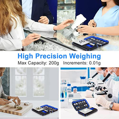 Fuzion Digital Pocket Scale, TU-X 200g/0.01g Gram Scale with 6 Units for Personal Hobbies, Small Scale for Food Ounces and Grams, Measuring Jewelry, Herb, Powder - color: Blue