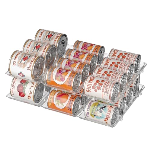 Can Organizer for Pantry Soda Can Organizer Automatic Rolling Food Pantry Storage Rack Can Dispenser for Fridge Holds 24 Cans, Fits 5.8-Inch Soda and Can, Set of 6 - size: 2 Tiers*3