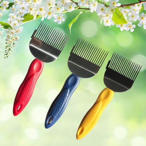 Bee Keeping Stainless Steel Uncapping Fork Needle-Cut Honey Knife Beekeeping Honey Fork Shovel Tool with Plastic Handle-Yellow - color: Yellow