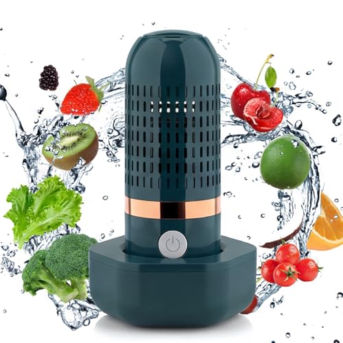 Portable Fruit and Vegetable Washing Machine, Cordless Food Purifier, USB Rechargeable Cleaner for Fruits, Vegetables, Meat, Rice, Grains, Kitchen Tableware (1, Green) - color: Green