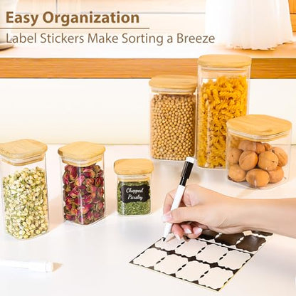 TBWIND 20 Pack 4 oz Square Glass Spice Jars with Lids and Labels – Airtight Small Seasoning Containers Set, Clear Glass Storage Jars for Seasoning, Spices, Kitchen Pantry Organization - color: Square/4oz/20pcs