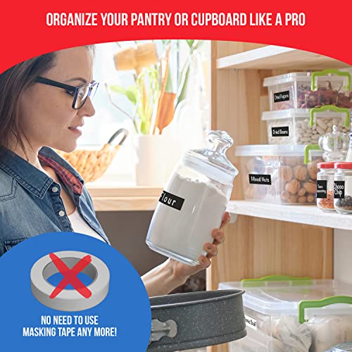MESS Reusable Chalkboard Labels for Food Containers, 96-Pack (1x3 & 1.5") - Erasable Dry Erase Stickers - Removable Kitchen Labels for Fridge, Freezer & Organizing - size: 1x3" & 1.5", style: Chalkboard