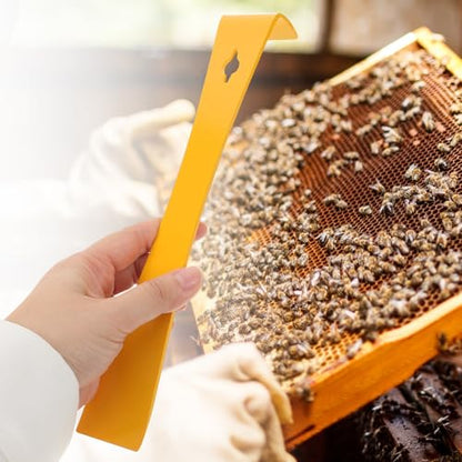 LIFKOME 2pcs Stainless Steel Hive Tool for Beekeeping with Yellow Handle, Sturdy Hive Scraper Tool Not Easy to Bend or Break, Easy to Clean Beekeeping Supplies for Beehive Maintenance