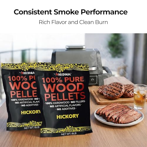 Kona 100% Hickory Smoker Pellets, Intended for Ninja Woodfire Outdoor Grill, 16 lb Resealable Bag - size: 16 pounds