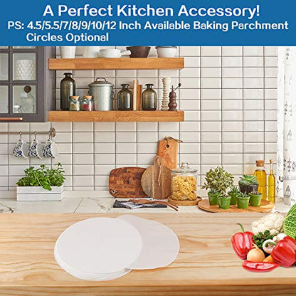 Parchment Paper Rounds, Set of 200, Non Stick 8 Inch Baking Parchment Circles/Baking Paper Rounds for Cake Pan, Springform Pan, Tortilla Press and so on(4.5/5.5/6/7/9/10/12inch Available) - size: 8inch