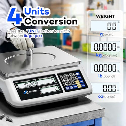 Counting Scale (66lb/30kg, 0.1g), lb/oz/g/kg Industrial Parts Scale with Dual LCD Display, Digital Inventory Scale for Small Parts Coins Pieces Tickets, Precision Gram Scale with Alarm Mode - style: 30kg x 0.1g with 3 Displays