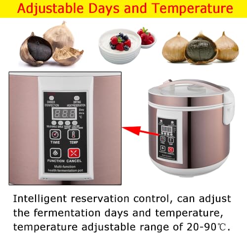Multi-functional Health Fermentation Pot Black Garlic Fermenter Stainless Steel Fermenter Automatic Fermentation Pot for Yogurt Enzyme Natto Sweet Rice Fruit Wine Kimchi(5L) - size: 5L