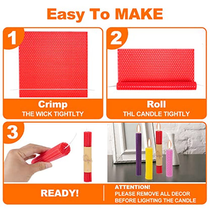 Thleunei Beeswax Sheets for Candle Making - Beeswax Candle Making Kit for Kids-Christmas Candle Making Kit for Adults-Candle Rolling Kit DIY Candle Maker - Candle Starter Kit Beeswax Candle Kit - color: 24 pack 8×8 in Beeswax Sheets