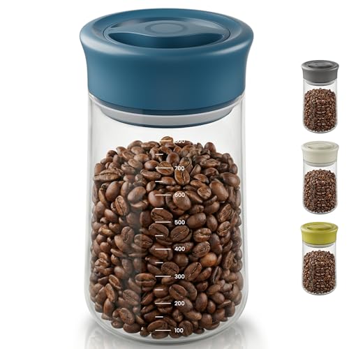 LAKUMIQI Overnight Oats Containers with Lids, 27oz Glass Jars with Airtight Lids, One-Hand 90° Twist-Off Wide Mouth Food Storage for Coffee Bean, Chia Pudding, Meal Prep, Pantry, Blue - color: Blue, size: 27 OZ(800ml)
