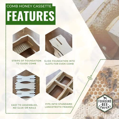 Foxhound Bee Co - Comb Honey Cassette for Making Pure Cut Comb Honey, Compatible with Medium Langstroth Frames - 40 Cassettes