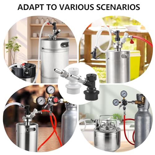 5 pair Ball Lock Disconnect Set LUCKEG Brand Corny Keg Fittings Keg Parts MFL Thread Swivel Nuts with Stainless Steel 5/16'' Gas and 1/4'' Liquid Barbs for Keg Posts Coupler Homebrew with Worm Clamps